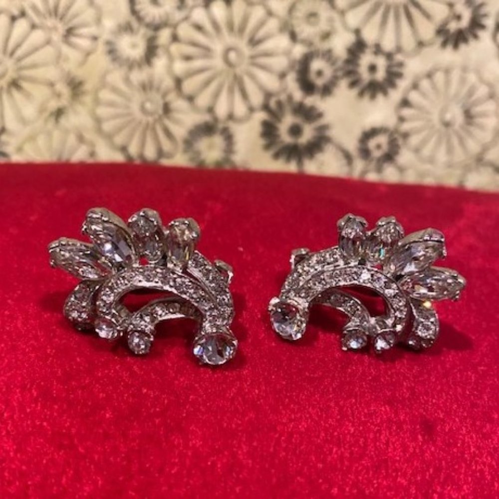 VTG HOLLYCRAFT Rhinestone Black-Tie EARRINGS